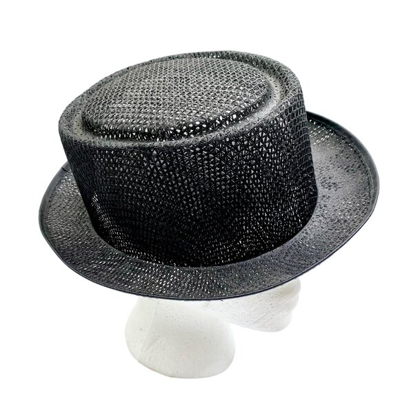 Lot 10 Adult Pork Pie Perforated Hat Black Stage Costume Cosplay Recital Show - Picture 1 of 7